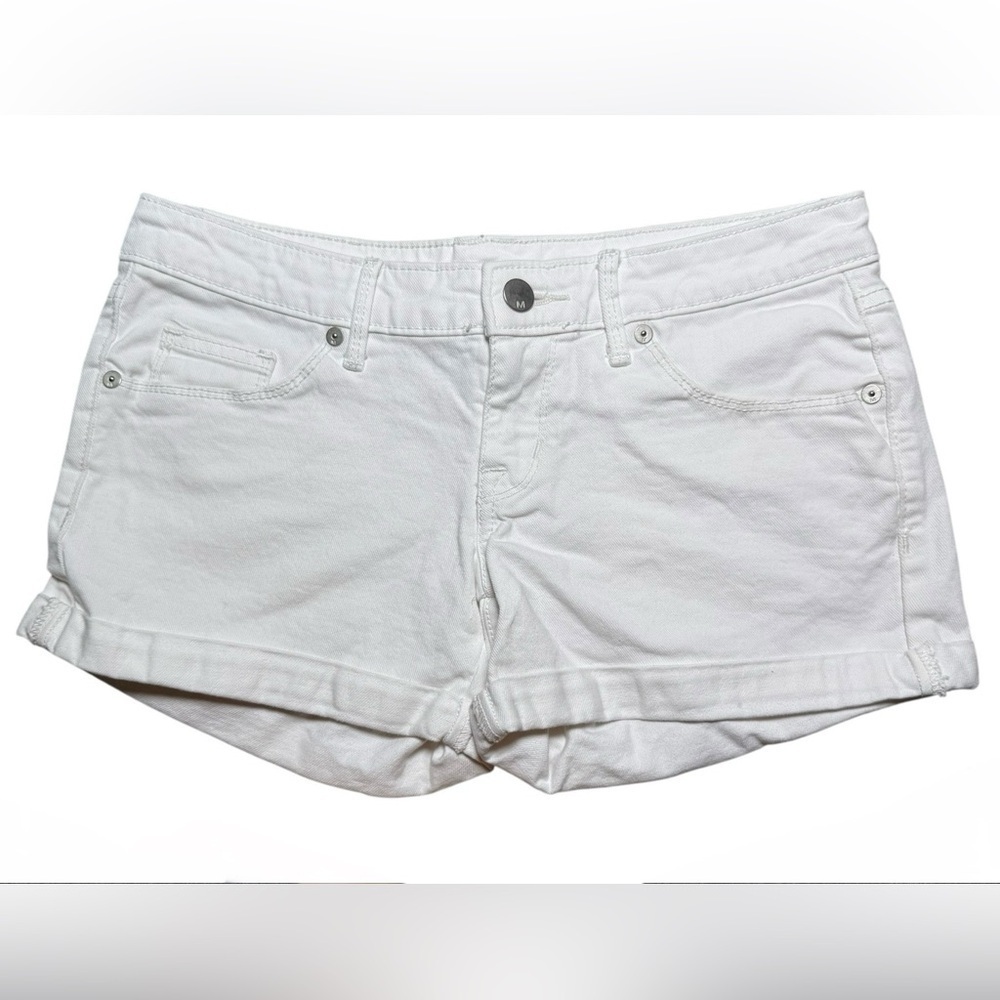 Mossimo White Denim Shorts Mid Rise Midi Size 0